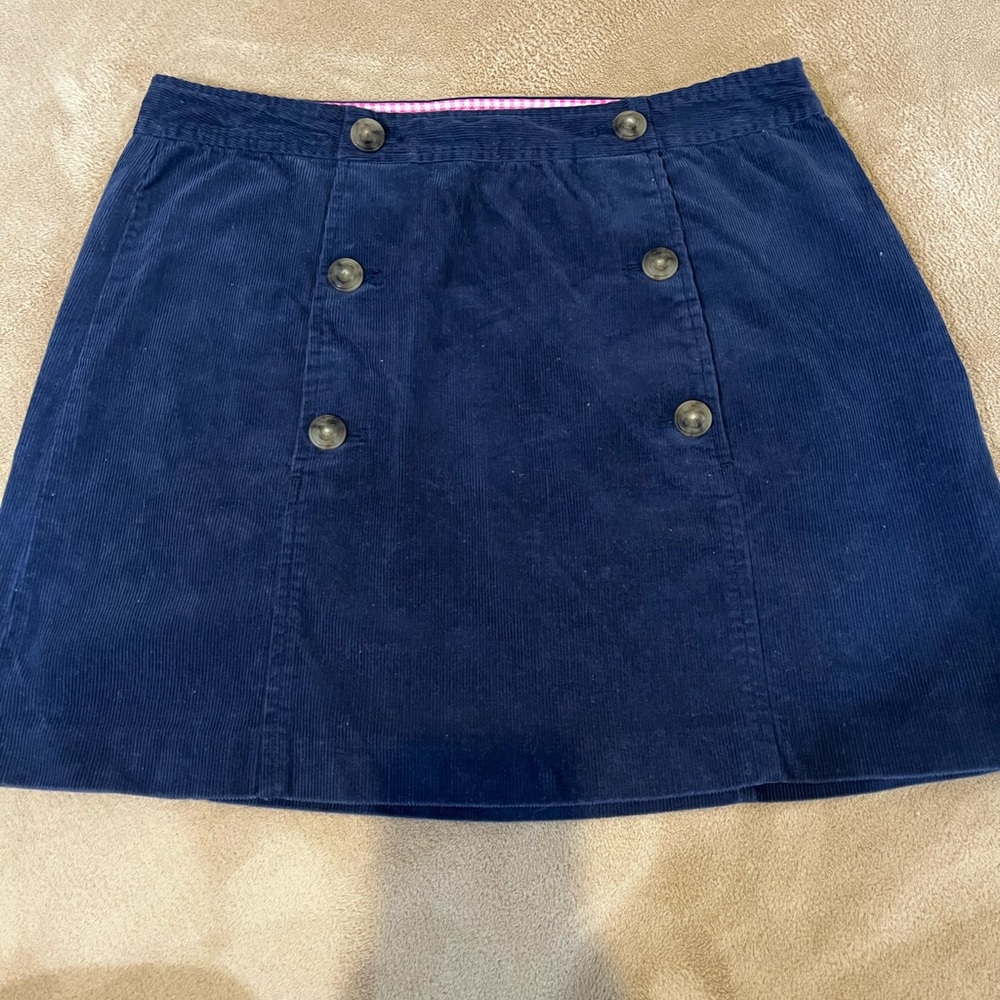 VINEYARD VINES Navy Front Accent Button Details Corduroy Mini Skirt, Size 8
